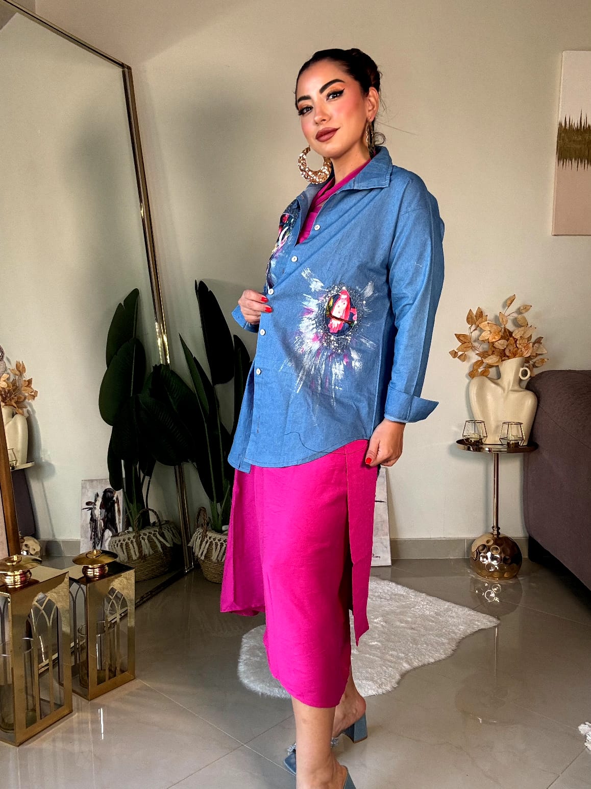 Denim × Fuchsia Suit ✨
