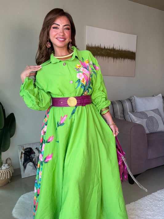 Colorful Hand-Painted Dress 💚