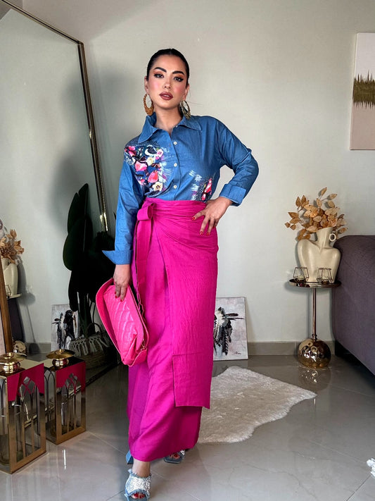 Denim × Fuchsia Suit ✨